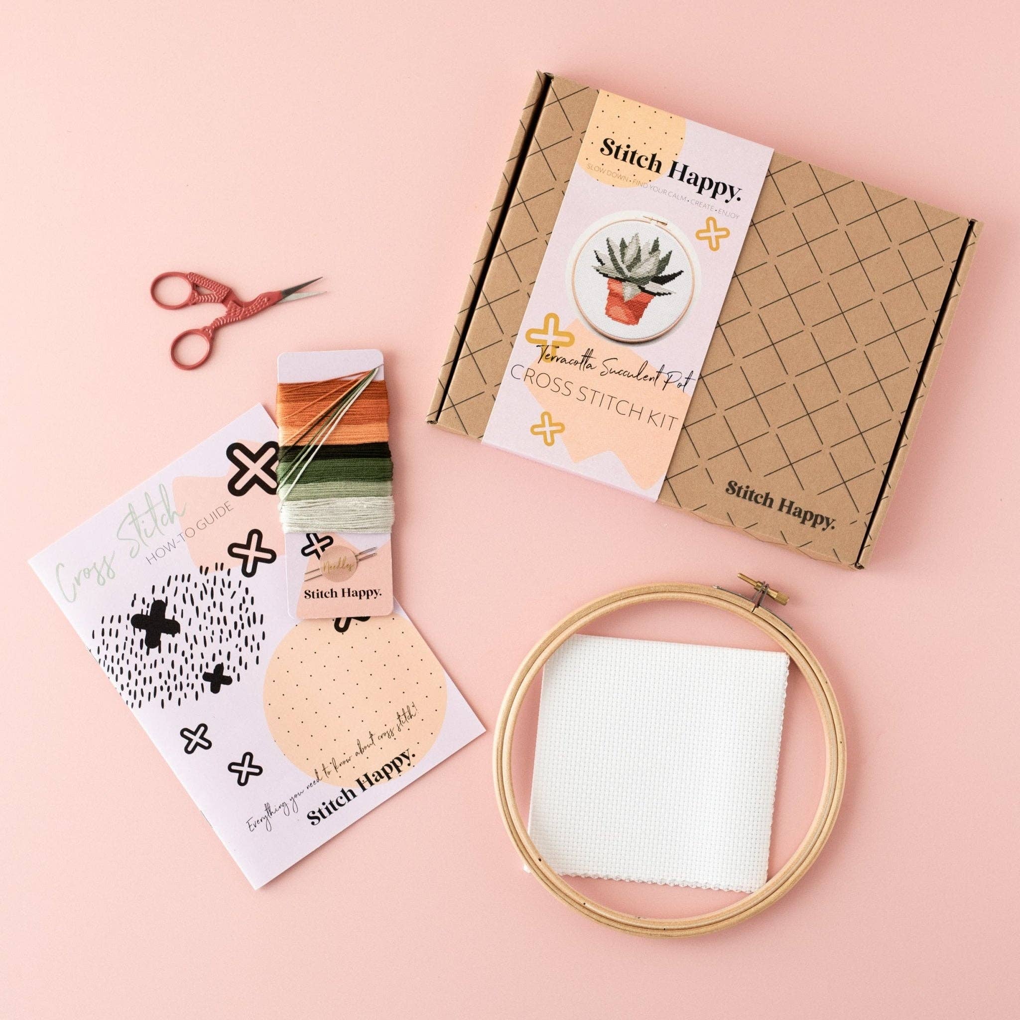 Cross Stitch Kit - Terracotta Succulent Pot