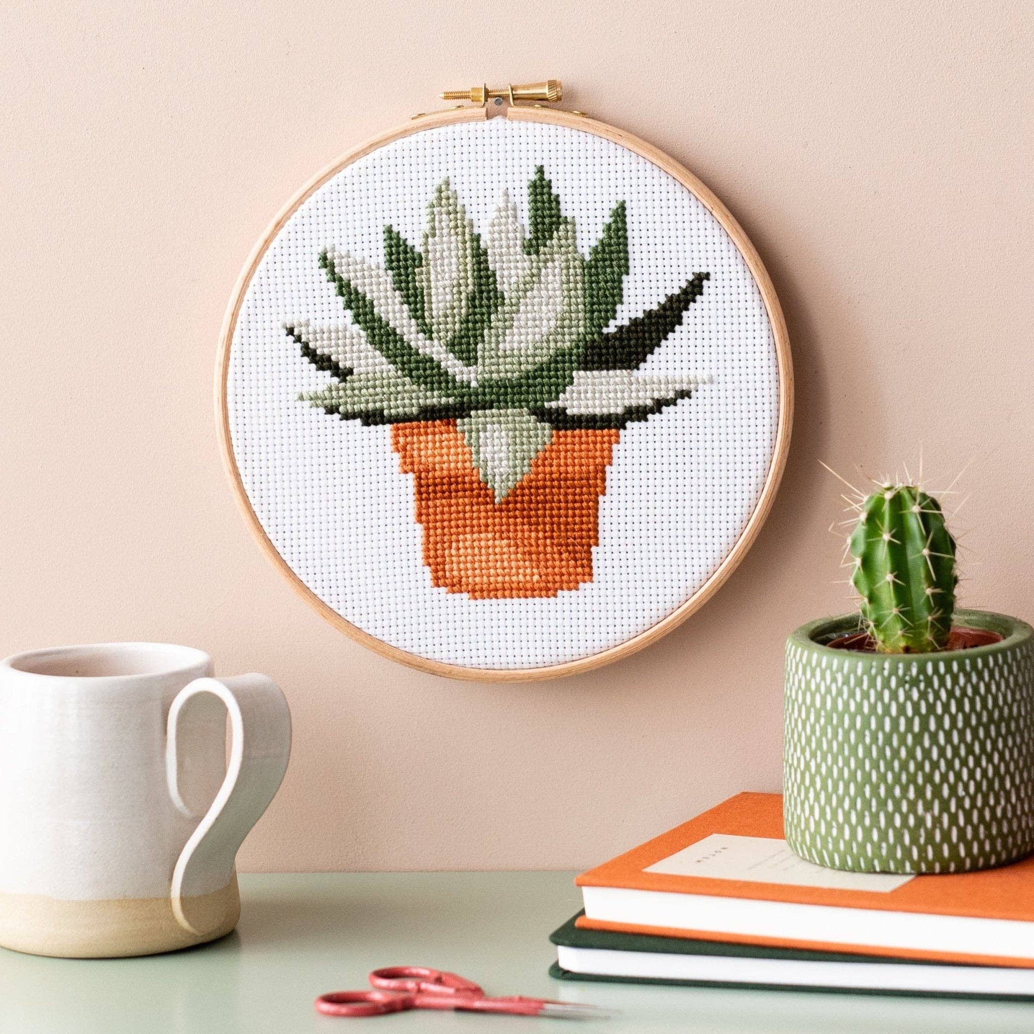 Cross Stitch Kit - Terracotta Succulent Pot