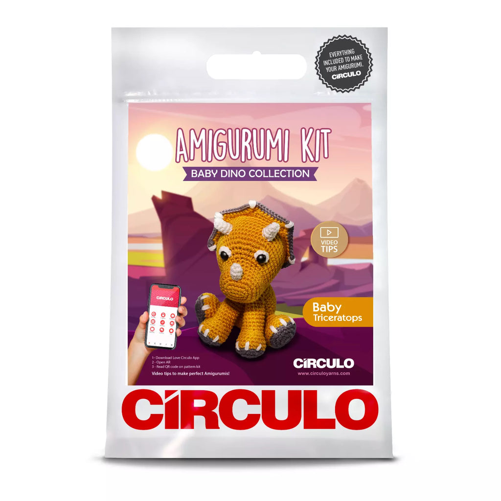 Crochet Amigurumi Character Kit: Baby Triceratops